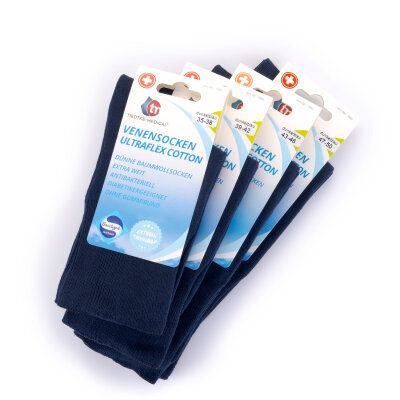 Ultraflex Cotton Gesundheitssocken nun auch in Dunkelblau - Ultraflex sind extra weiter Diabatikersocken ohne einschneidenden Gummibund