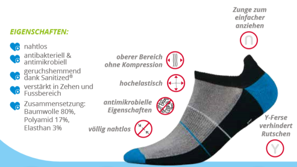 Mini Sportsneaker Antibakteriell gegen Geruch 41-43 weiss-grau