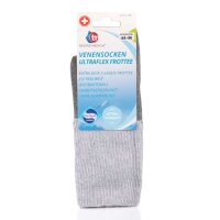 Ultraflex Frottee Venensocken mit extra weitem Bund speziell für geschwollene Beine 47-49 aschgrau-grau