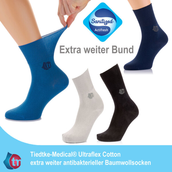 Ultraflex Cotton — dünne Diabetikersocken extra weit, Baumwolle ohne Gummi