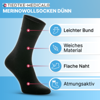 Merinowollsocken antibakteriell 42-43-schwarz
