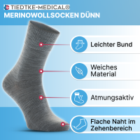 Merinowollsocken antibakteriell 42-43-aschgrau