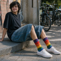 Basic Man Baumwollsocke 43-46-regenbogen