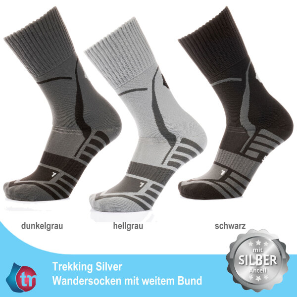 TREKKING SILVER Wandersocken — mit Silberfäden, antibakteriell, auch für Diabetiker