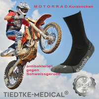 Motorrad Kurzsocken antibakteriell und geruchshemmend mit PROLEN® Silberanteil schwarz Größe 41-43